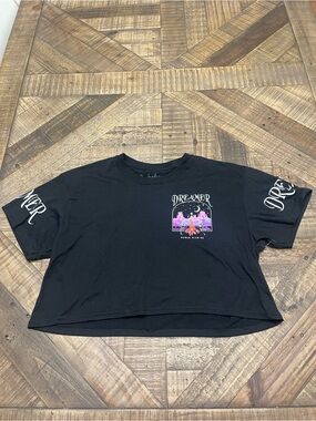 Weekend Warrior "Dreamer" cropped t-shirt featuring a skeleton graphic